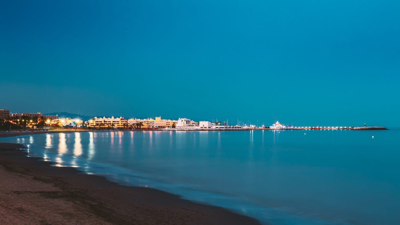 Quiet beach of Carvajal on the coast of Benalmádena