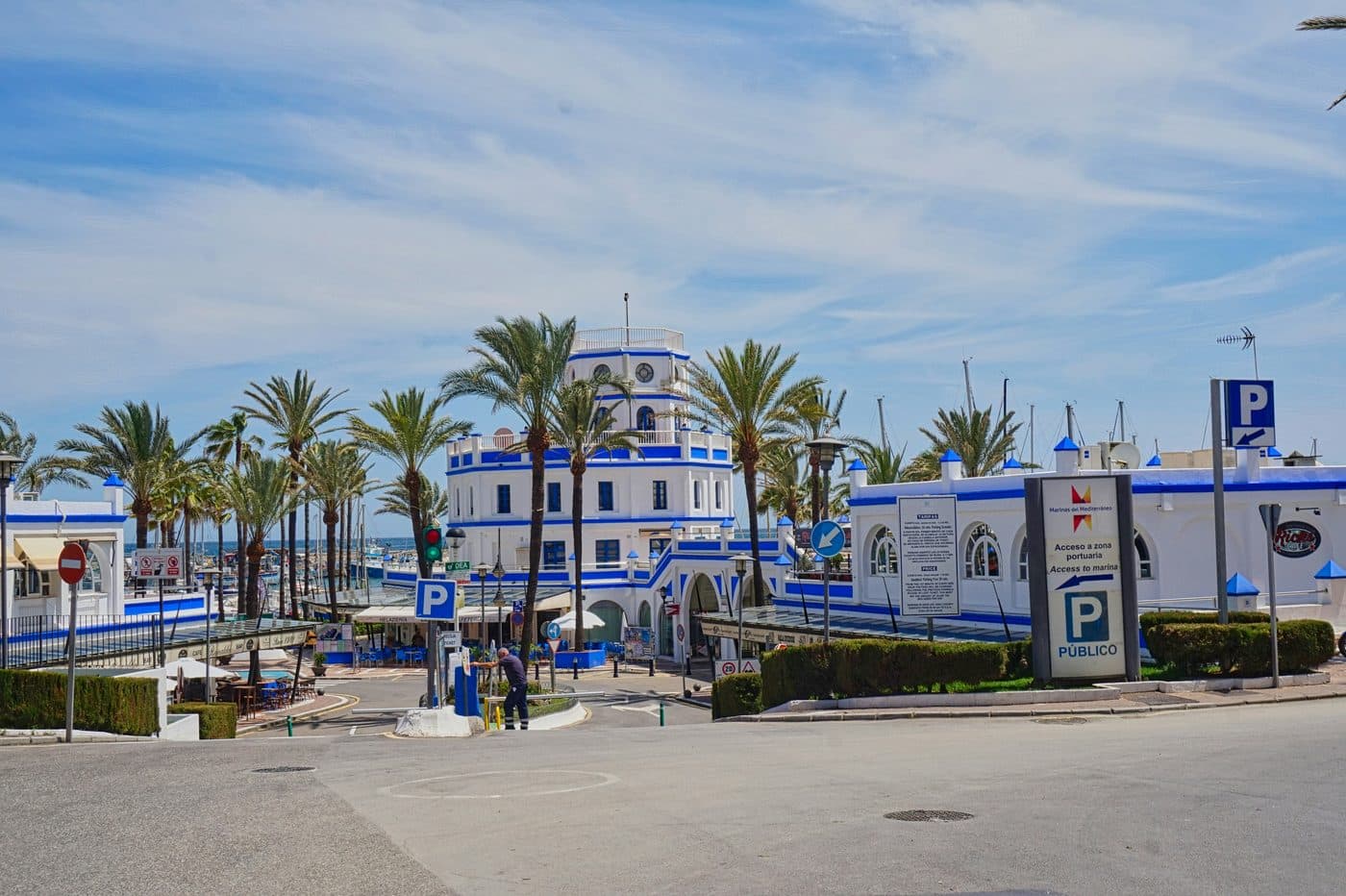 White houses with flower pots in the old centre of Estepona