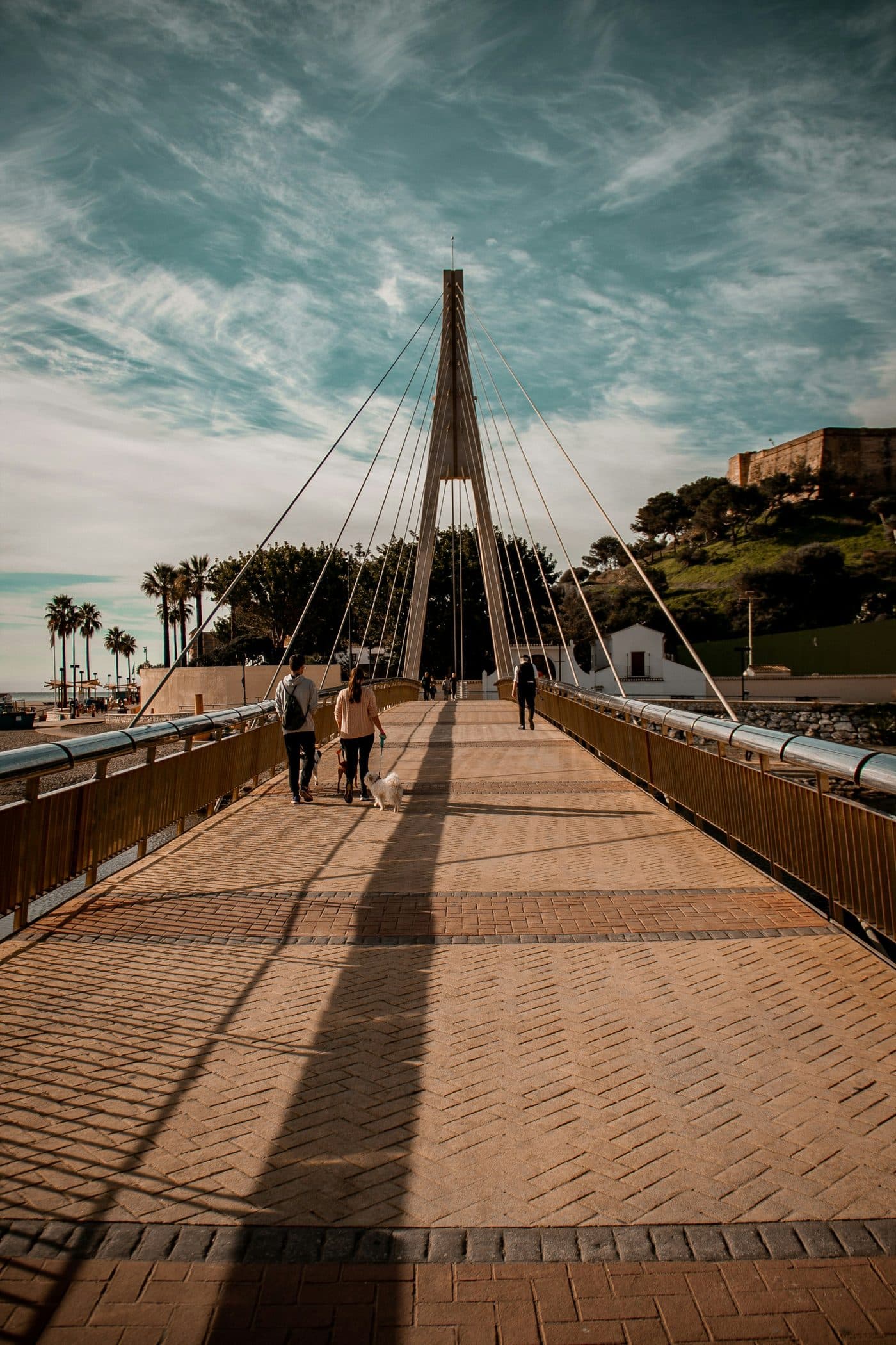 View over Fuengirola with the long Paseo Marítimo, the beaches and Sohail Castle