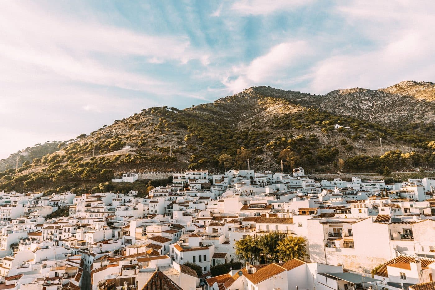 Promenade and beach of La Cala de Mijas with terraces