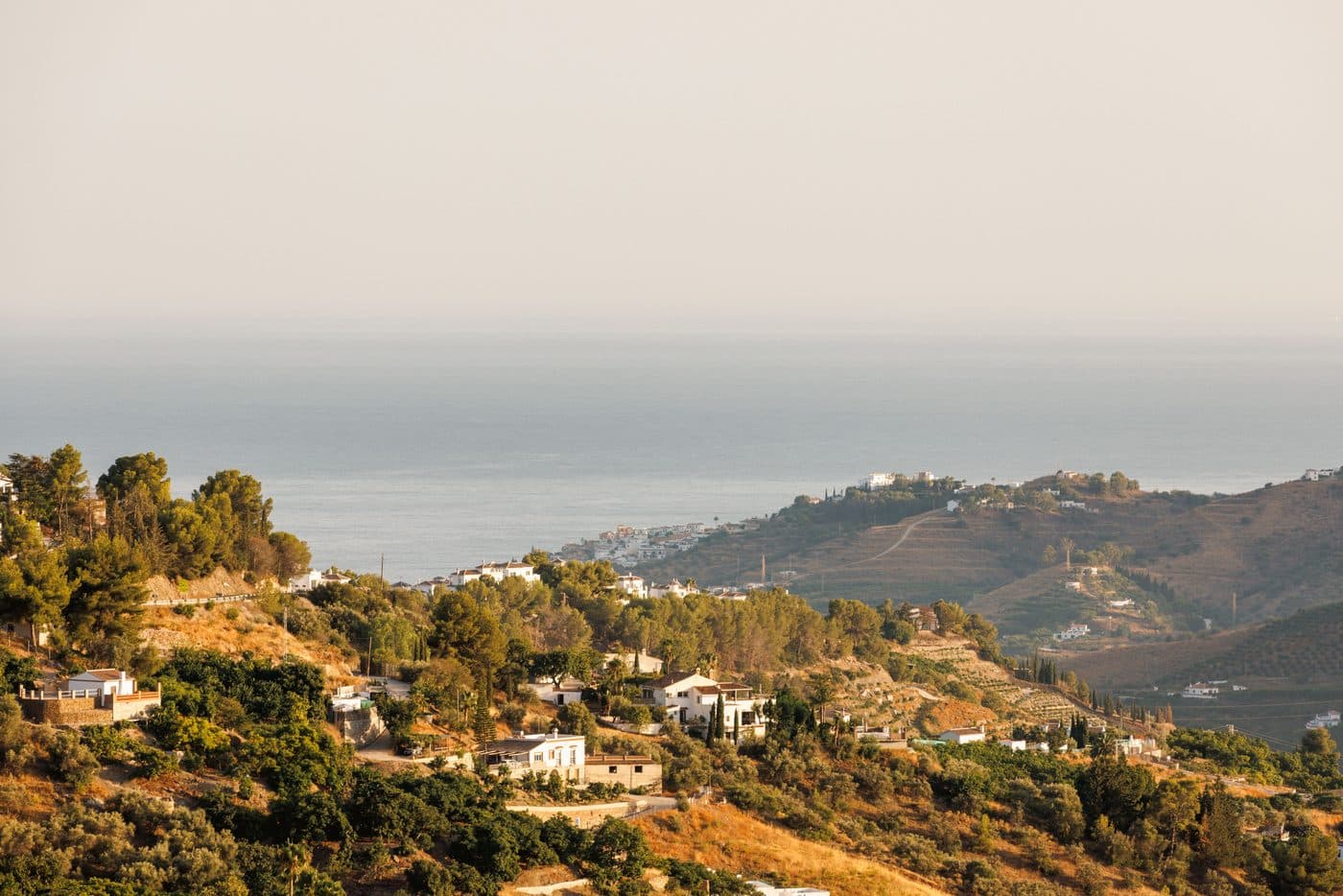Calahonda urbanisation with white complexes and pools