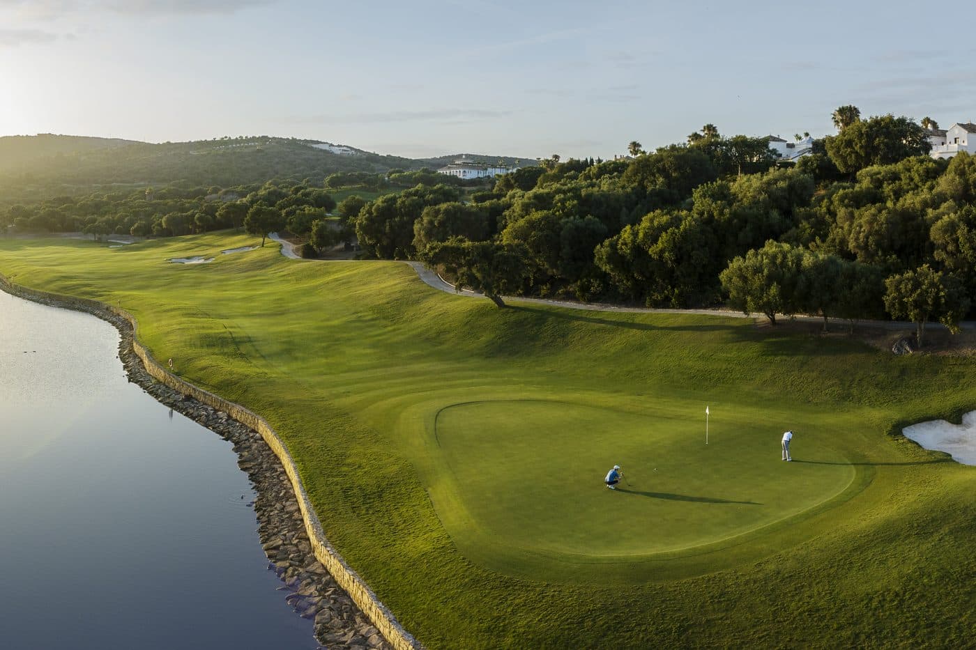 View over Sotogrande with the marina, golf courses and the Mediterranean towards Gibraltar