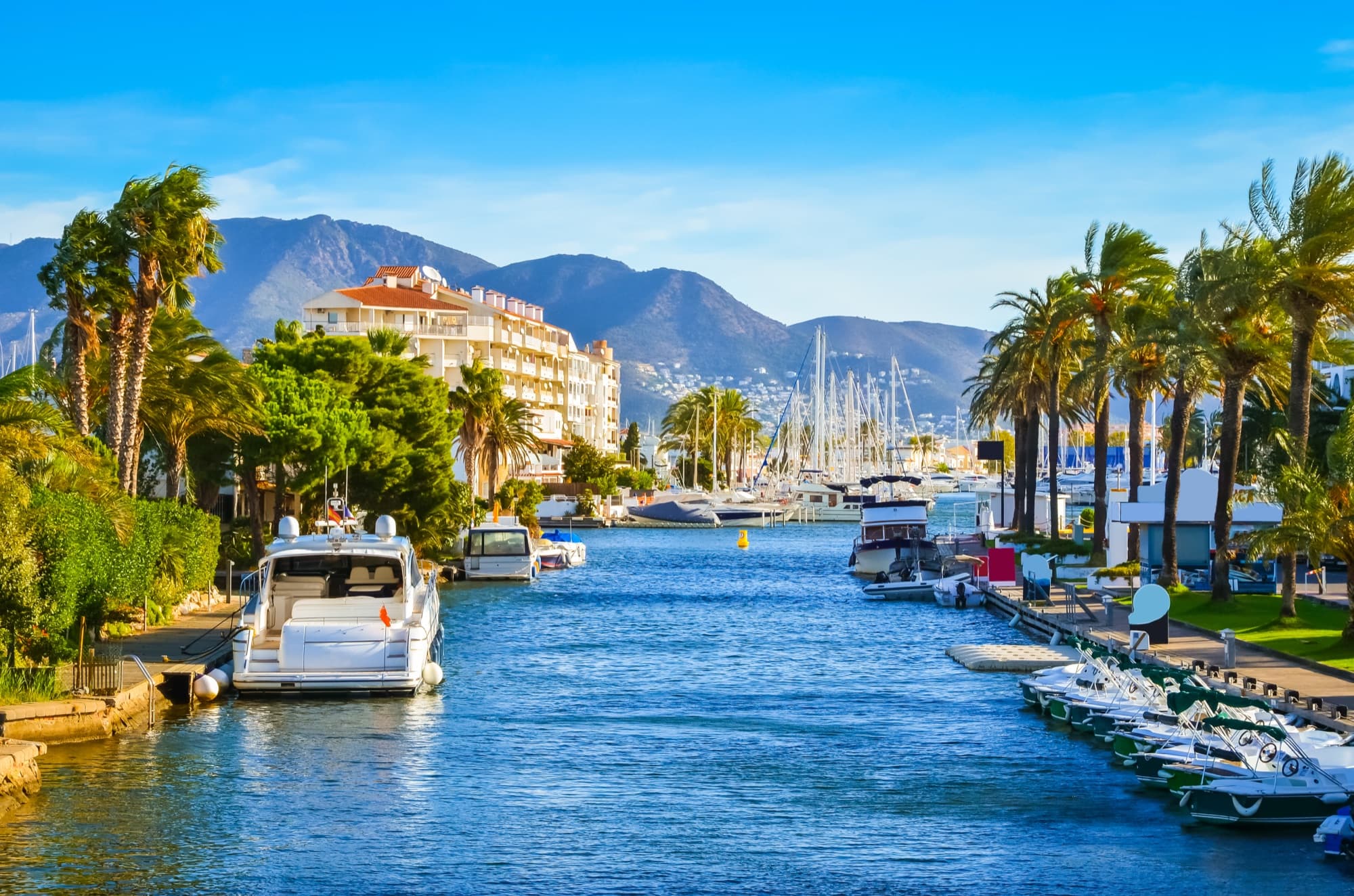 The canals of Empuriabrava on the Costa Brava