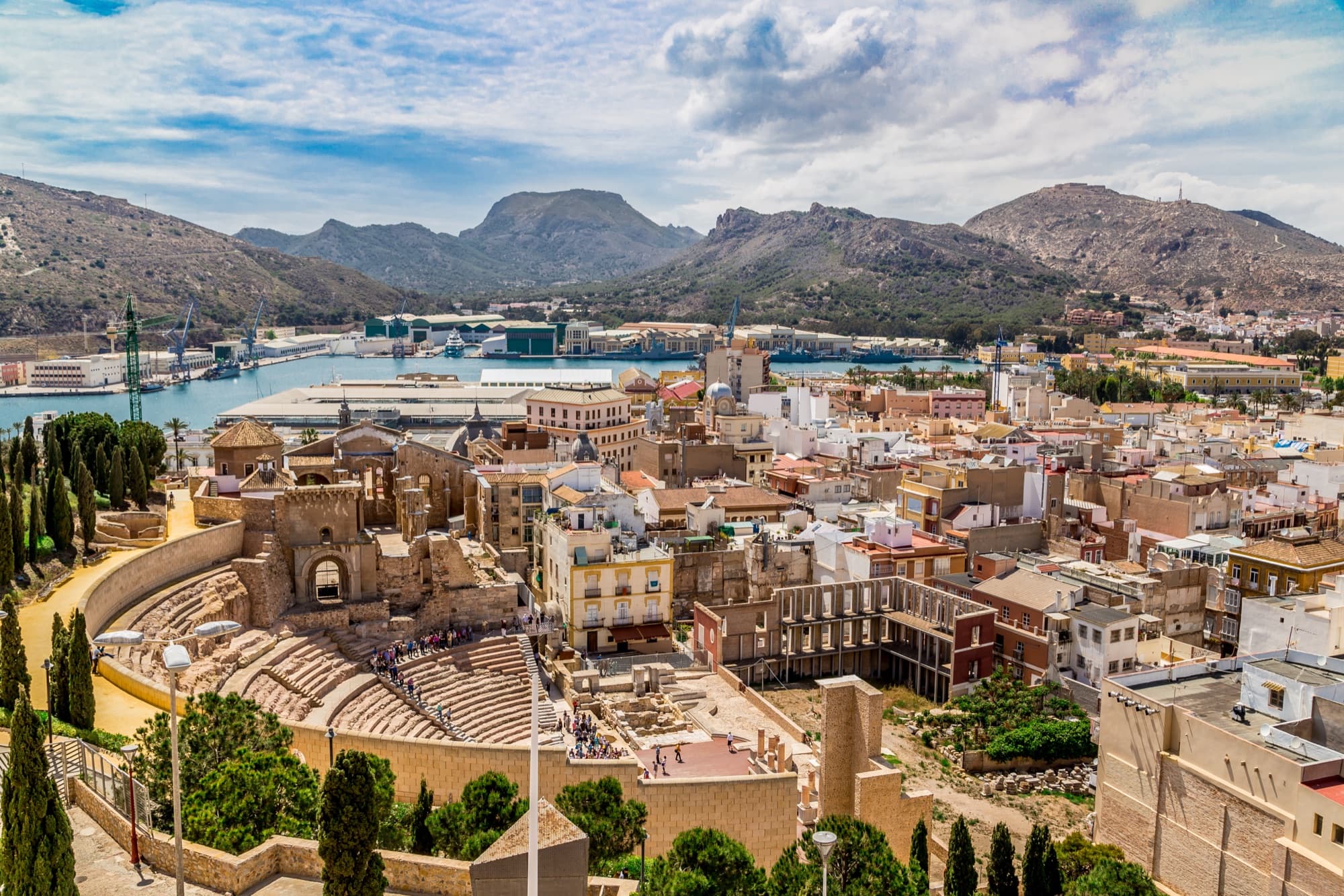 The Roman theatre and the harbour of Cartagena